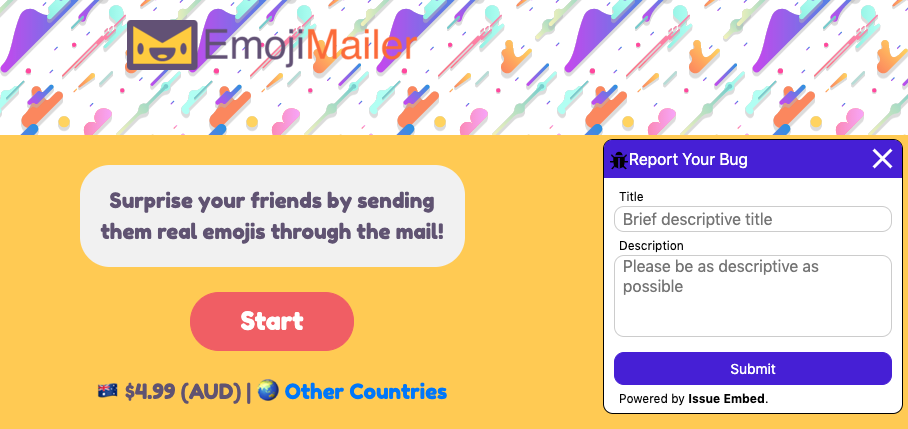 Screenshot of Issue Embed on EmojiMailer